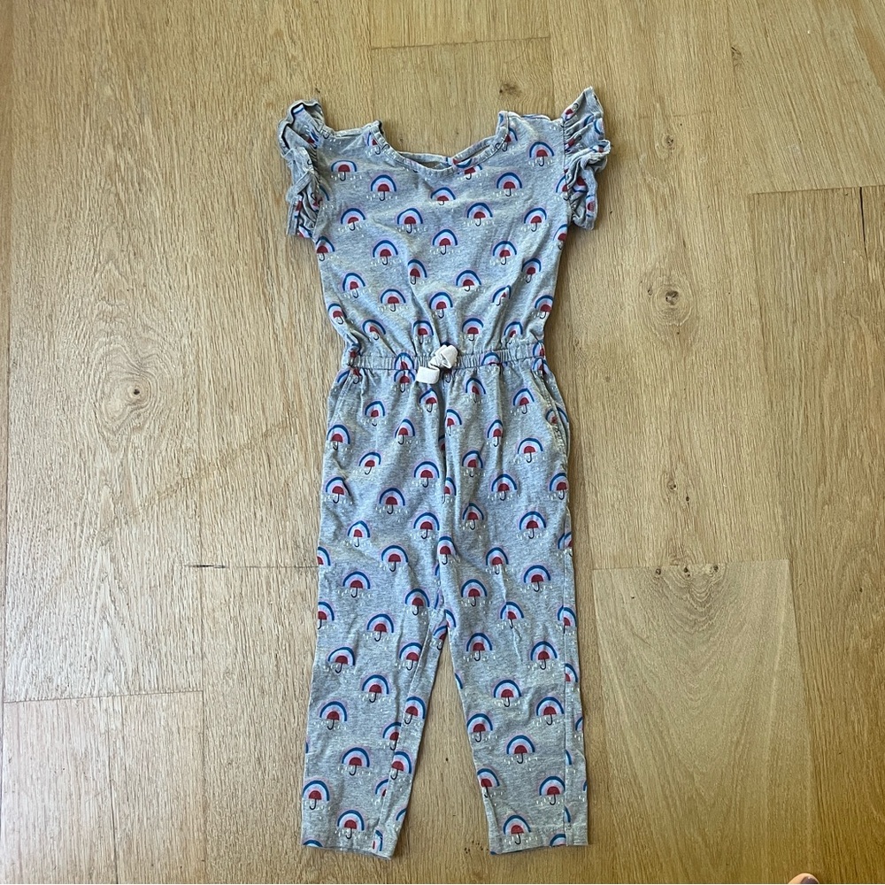 Tea Collection Gray Kids Jumpsuit with Rainbow Print